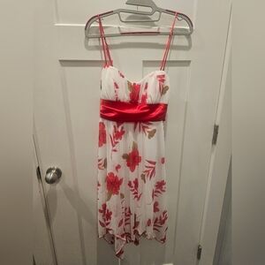 Speechless Red Floral Handkerchief Hem Chiffon Dress M Made in USA